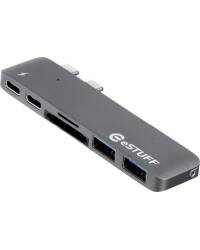 Adapter eStuff USB-C /USB 3.0,Micro SD, Thunderbolt 3 - gwiezdna szarość - zdjęcie 1