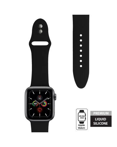Pasek do Apple Watch 42/44/45/49 mm Crong Liquid Band - czarny - zdjęcie 3