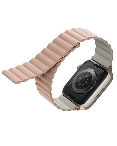 Pasek Apple Watch 42/44/45/49 mm UNIQ Revix Reversible dwukolorowy - Różowo - Beżowy  - zdjęcie 1
