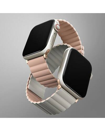 Pasek Apple Watch 42/44/45/49 mm UNIQ Revix Reversible dwukolorowy - Różowo - Beżowy  - zdjęcie 2