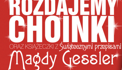 Choinka na święta i 'Świąteczne przepisy Magdy Gessler'.