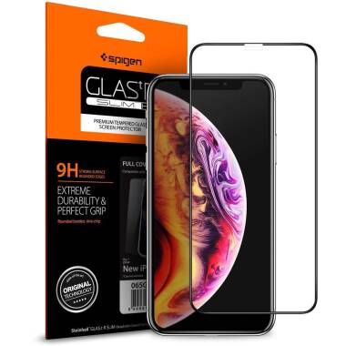 Szkło hartowane do iPhone Xs Max Spigen Glass FC - czarne