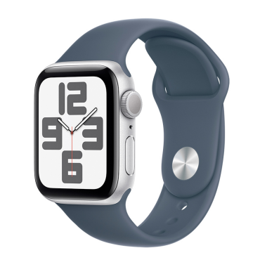 Apple Watch SE2 40mm aluminium w kolorze srebrnym z paskiem sportowym w kolorze sztormowego błękitu M/L