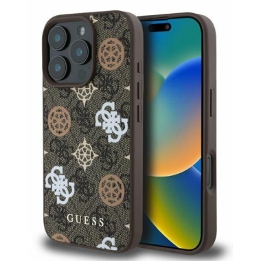 Etui do iPhone 16 Pro Guess Peony On 4G MagSage brown
