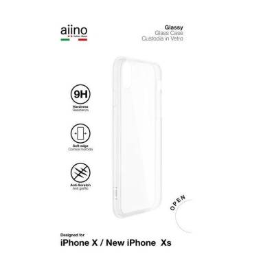 Etui do iPhone X/Xs Aiino Glassy ze szklanym tyłem przezroczyste 