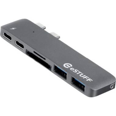 Adapter eStuff USB-C /USB 3.0,Micro SD, Thunderbolt 3 - gwiezdna szarość