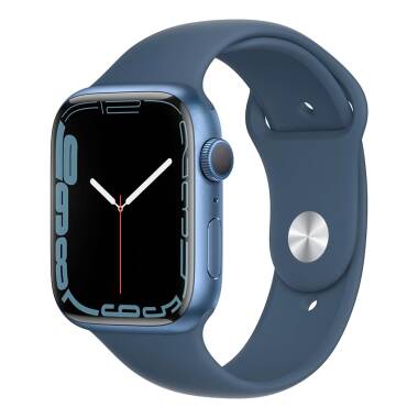Apple Watch S7 45mm GPS w kolorze niebieskim - pasek sportowy w kolorze błękitnej toni 