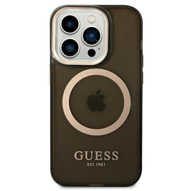 Etui do iPhone 14 Pro Max Guess Gold Outline  MagSafe - czarne