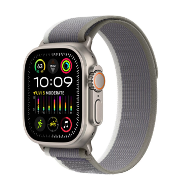 Apple Watch Ultra 2 49mm + Cellular tytan z opaską Trail w kolorze zielony/szary - S/M 