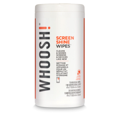 Ściereczki Whoosh! Screen Shine Antimicrobial Microfiber Wipes (70 szt.)