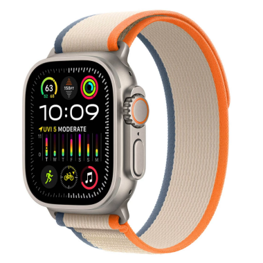 Apple Watch Ultra 2 49mm + Cellular tytan z opaską Trail w kolorze pomarańczowy/beżowy - M/L