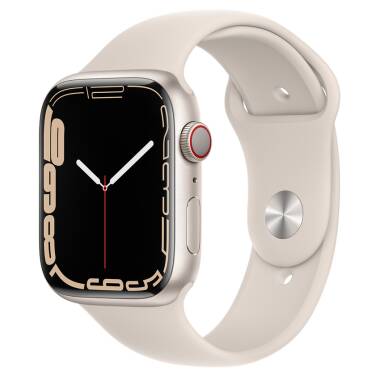 Apple Watch S7 41mm GPS + Cellular w kolorze księżycowa poświata - pasek sportowy w kolorze księżycowa poświata