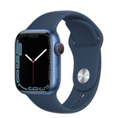 Apple Watch S7 45mm GPS + Cellular w kolorze niebieskim - pasek sportowy w błękitnej toni