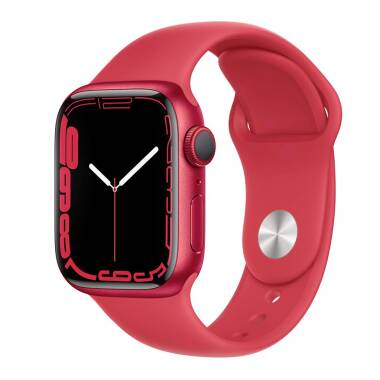 Apple Watch S7 41mm GPS + Cellular w kolorze czerwonym - pasek sportowy w kolorze czerwonym