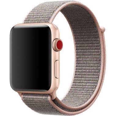 Pasek sportowy do Apple Watch 42/44 mm z plecionego nylonu w kolorze różowym 