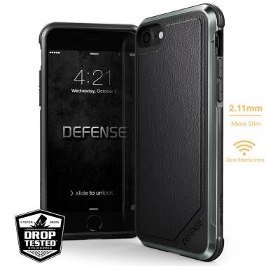 X-Doria Defense Lux - Etui aluminiowe iPhone 8 / 7 (Black Leather)
