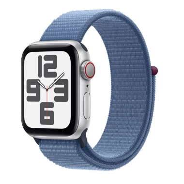 Apple Watch SE2 40mm + Cellular aluminium w kolorze srebrnym z opaską sportową w kolorze zimowego błękitu 