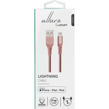 Kabel do iPhone/iPad eSTUFF Lightning to USB 1m - różowy 