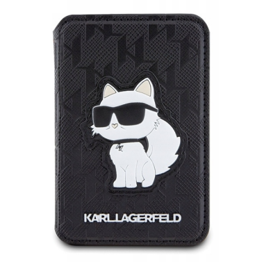 Portfel z MagSafe Karl Lagerfeld Saffiano Choupette Head Wallet Card Slot Black - czarny