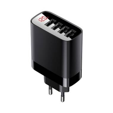 Ładowarka sieciowa Baseus Mirror Led 4 porty USB - czarna 