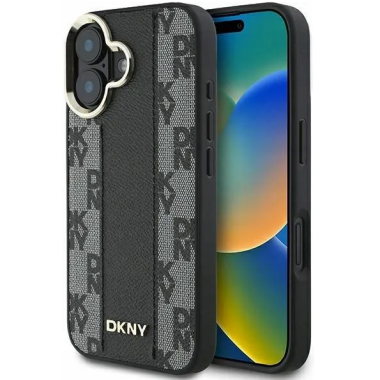 Etui do iPhone 16 DKNY Checkered Pattern MagSafe black