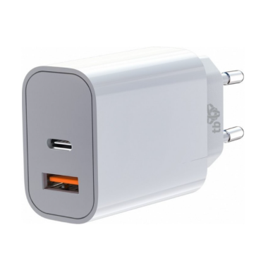 Ładowarka sieciowa TB USB C + USB A 2x3A 20W Power Delivery biała