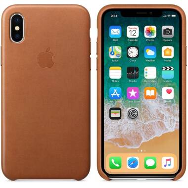 Apple Leather Case - Skórzane etui iPhone X (naturalny brąz)
