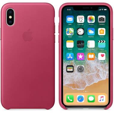 Etui do iPhone X Apple Leather - amarantowe