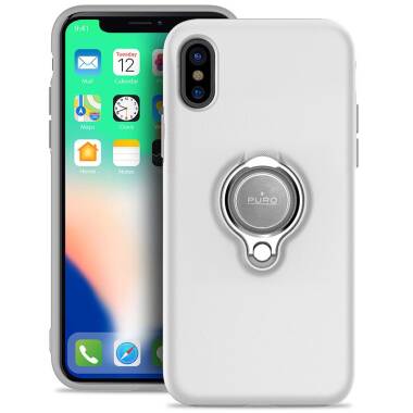 Etui iPhone X PURO Magnet Ring Cover - białe 