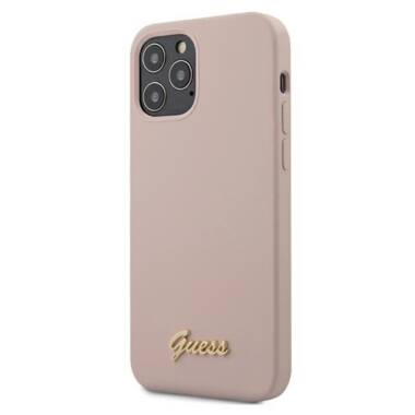 Etui do iPhone 12/12 Pro Guess Guess Silicone Script różowe