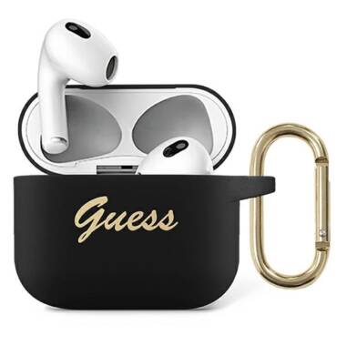 Etui do Airpods 3 Guess Silicone Vintage Script czarny