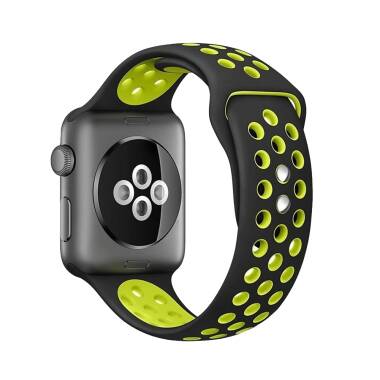 Pasek do Apple Watch 42/44/45/49 mm Crong Duo Sport Band - czarny/limonkowy