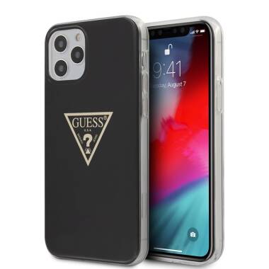 Etui do iPhone 12/12 Pro Guess Metallic Triange - czarne
