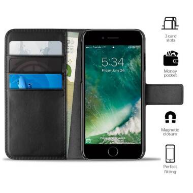Etui do iPhone 6/6s/7/8/SE 2020 z kieszeniami na karty PURO Booklet Wallet Case - czarny