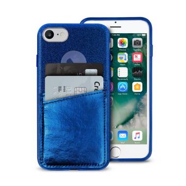 Etui iPhone 6/6s/7/8/SE 2020 PURO Shine Pocket - niebieskie 