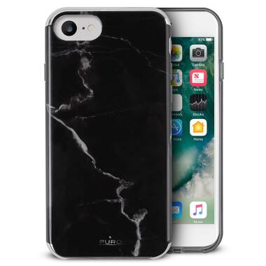 Etui do iPhone 6/6s/7/8/SE 2020 PURO Marble Cover - czarne 