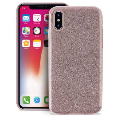 Etui iPhone X PURO Glitter Shine Cover - różowo złote