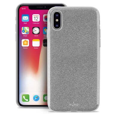 Etui do iPhone X PURO Glitter Shine Cover - srebrne