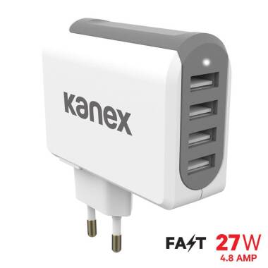 Ładowarka sieciowa z czterema portami USB Kanex - biała 