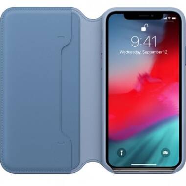 Etui do iPhone Xs Apple skórzane folio cornflower