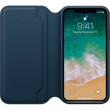Etui z klapką do iPhone X Apple Cosmos Leather - niebieskie 