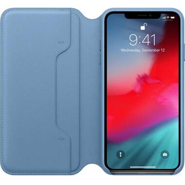 Etui do iPhone Xs Apple folio skórzane w kolorze szarego błękitu