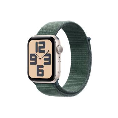 Apple Watch SE2 44mm aluminium w kolorze księżycowej poświaty z opaską sportową w kolorze górskiego jeziora 
