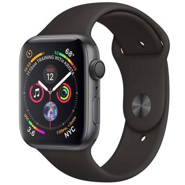 Apple Watch S4 44mm Gwiezdna Szarość z pasekiem w kolorze czarnym 