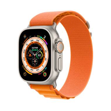 Apple Watch Ultra 49mm + Cellular tytan z opaską Alpine w kolorze pomarańczowym - Medium