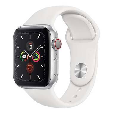 Apple Watch S5 40mm GPS + Cellular Srebrny z paskiem w kolorze białym
