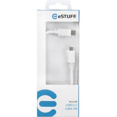Kabel MicroUSB/USB-C eSTUFF 1m - biały 