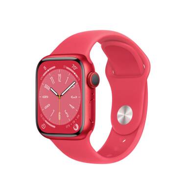 Apple Watch Series 8 + Cellular 41mm aluminium w kolorze czerwonym z paskiem sportowym w kolorze czerwonym