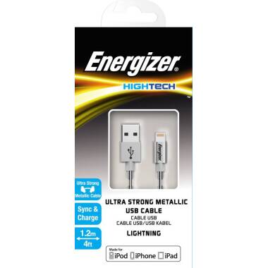 Kabel do iPhone/iPad Energizer Lightning to USB stalowy - srebrny