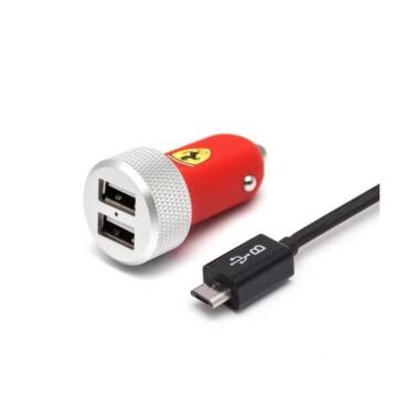 Ładowarka samochodowa Ferrari 2.1A 2x USB + kabel 